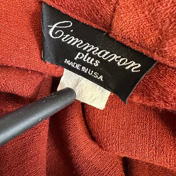 Gimmaron Plus Double Collar Shirt Womens 1X Red/Orange Vintage Button Up Slit SS - Picture 5 of 5